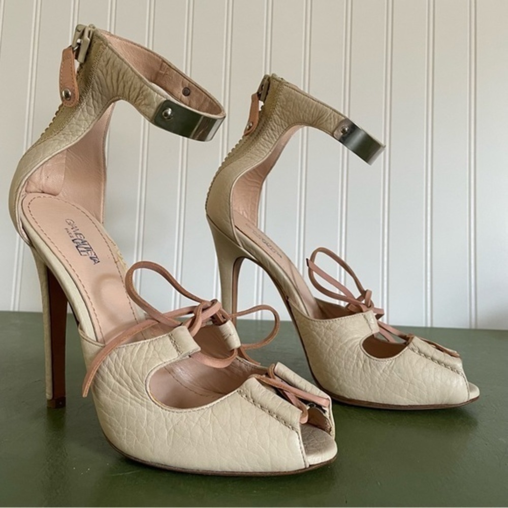 Giambattista Valli Open Front Sandals/Heels w Zipper and Ankle Strap *Italy*